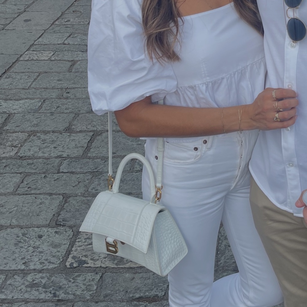 Balenciaga White Croc-Effect Leather Satchel - Picture 3 of 6